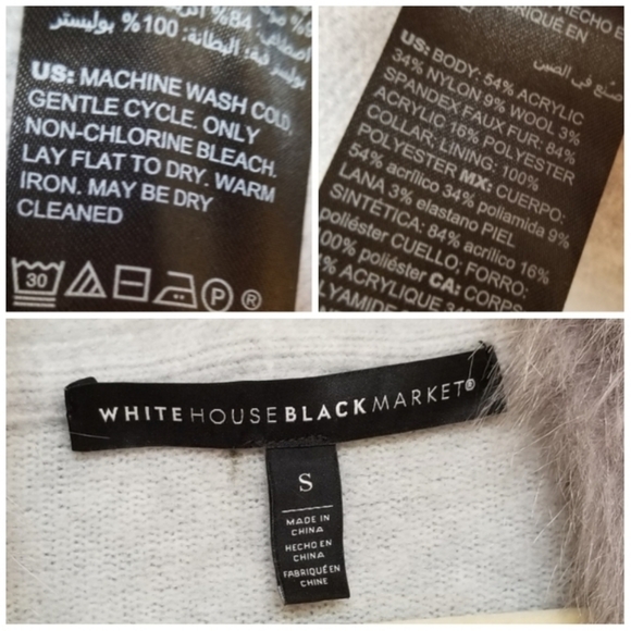 WHBM - Soft Duster With Removable Faux-Fur Collar - size SMALL, gray col… - Picture 5 of 5